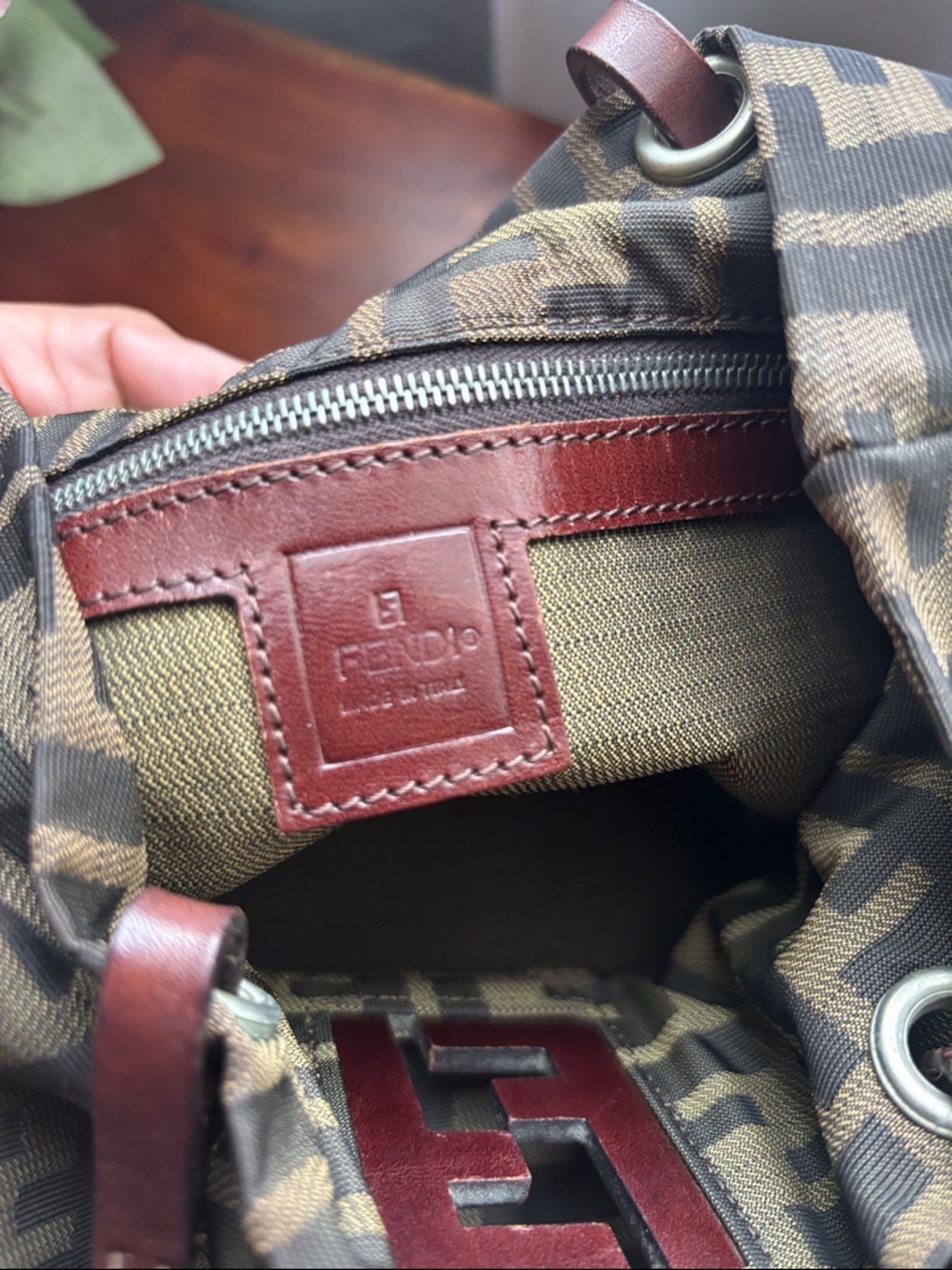 Fendi Brown Zucca Monogram Canvas Mini Tote with Leather Handles - Picture 7 of 16